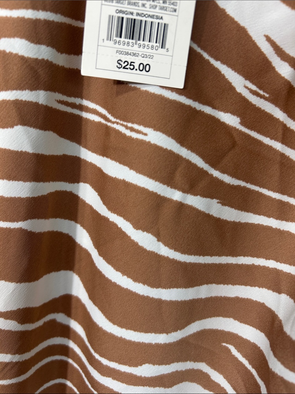 a new day Tan and White Zebra-Stripe V-Neck Summer Dress - Picture 3 of 9